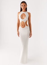 Caicos Crochet Maxi Dress - White