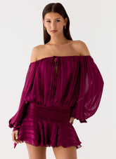 Eira Balloon Sleeve Mini Dress - Plum