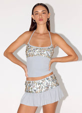 Merinda Halter Top - Misty Blue