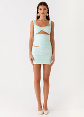 Lea Lace Mini Skirt - Blue