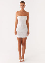 Moorey Beaded Mini Dress - White Silver